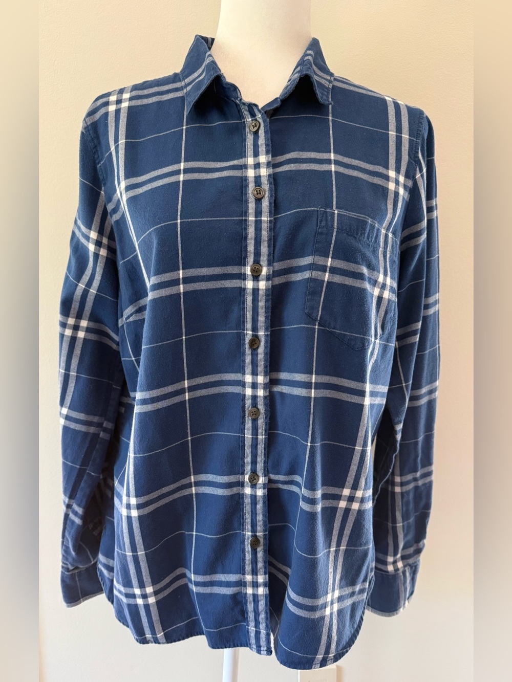 J. Crew Blue and Off-White Plaid Button-Down Shirt - Women’s
